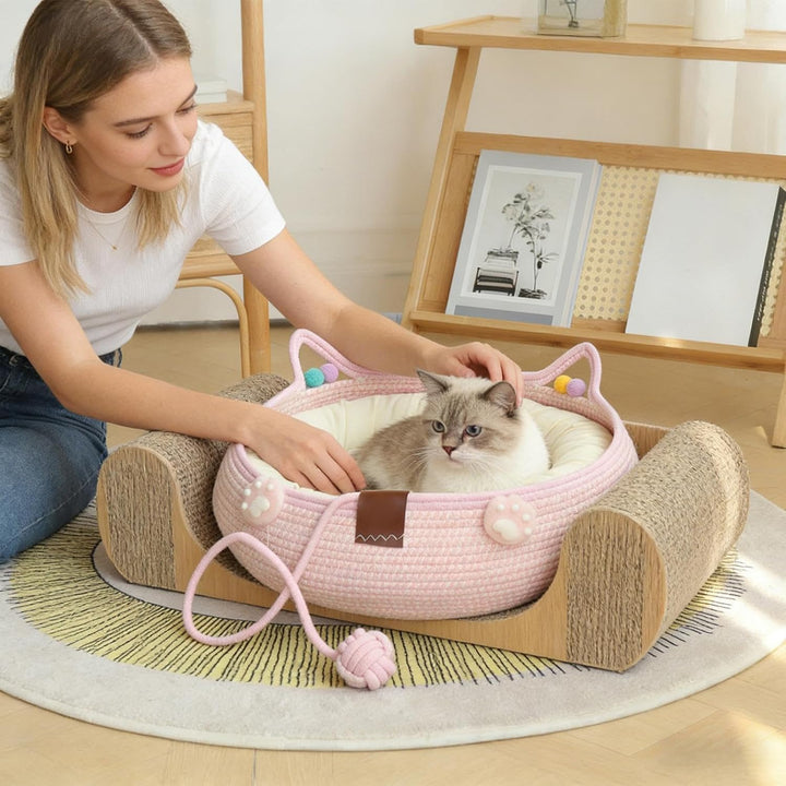 Katzenbett Lustiges Design mit Kissen Weiss, Weiss