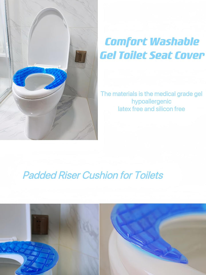 WC Sitzbezug Gel, Silikon Toilettensitz Auflage Waschbar, Selbstklebendes U-Form Toilettensitzkissen