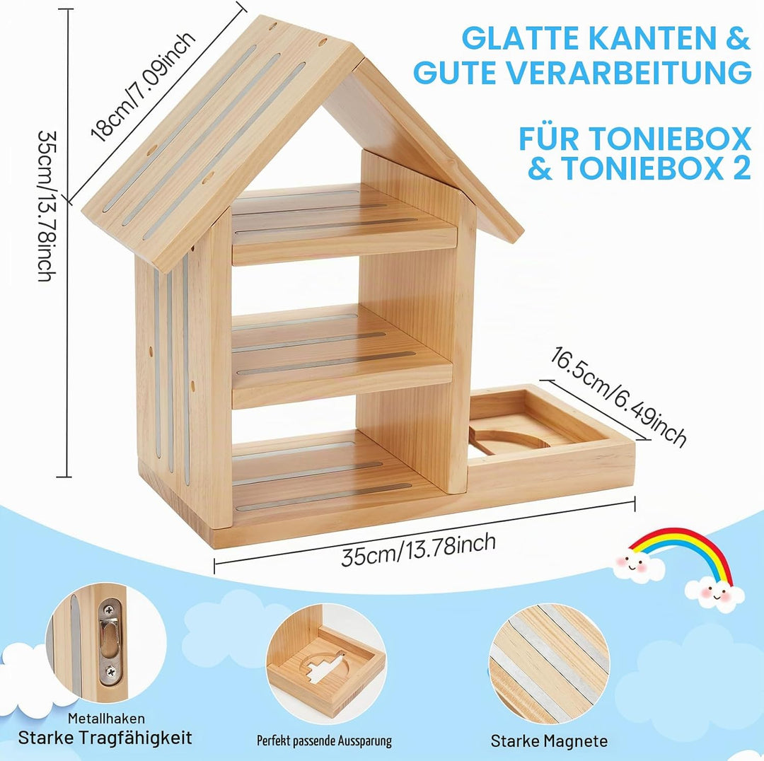 Gieanoo Grosse Haus Tonie Regal für TonieBox 2&amp;1, Tonie Regal zum Hinstellen A-natürlich, A-natürlic