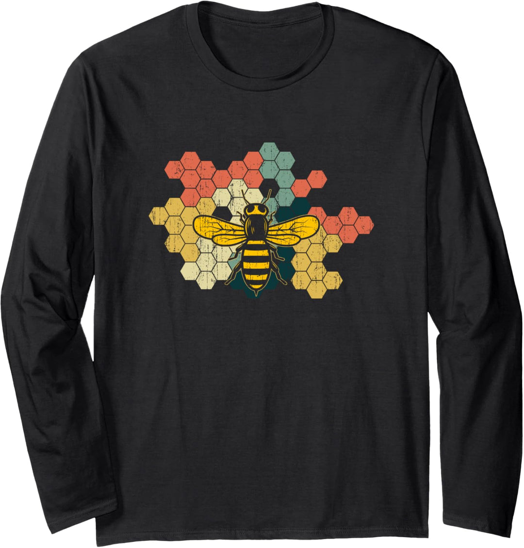 Beekeeper Beekeeping Bee Lover Vintage Cool Retro Honeycomb Langarmshirt