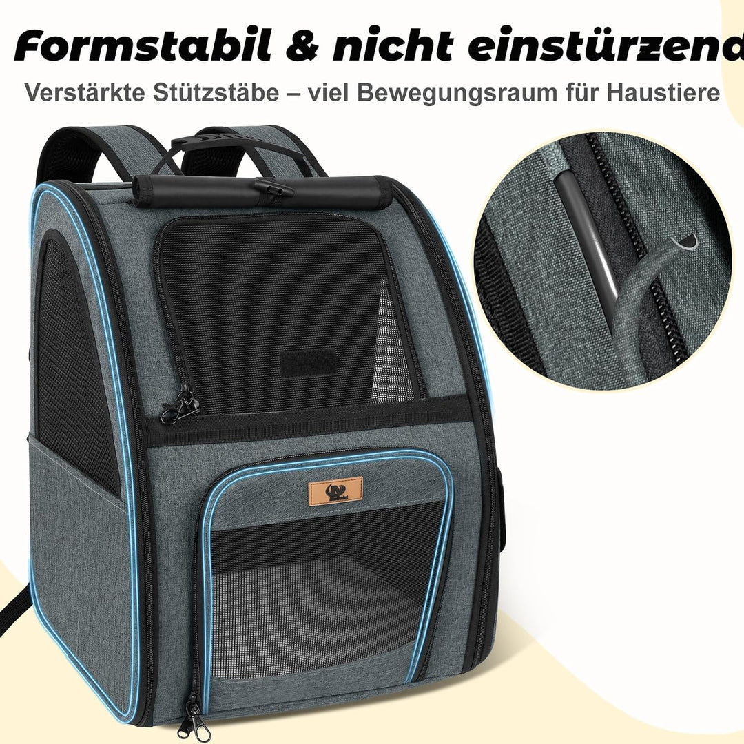 Aystkniet Katzenrucksack &amp; Hunderucksack bis 10kg, Grosse Haustier Transporttasche mit 270° Belüftun