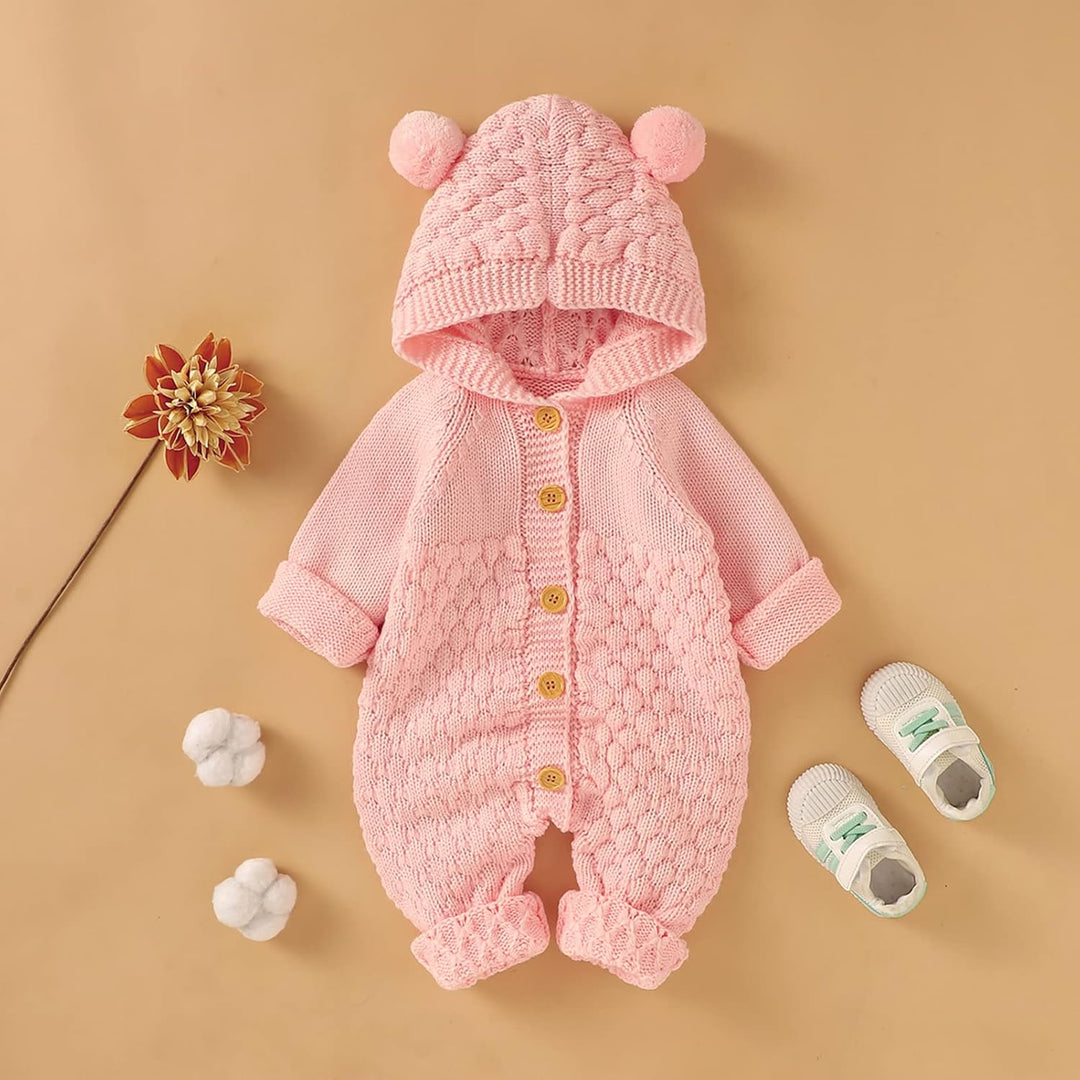 amropi Gestrickte Strampler Baby Mädchen Spieler und Mütze Strickanzug Schneeanzug Overalls für 3-24