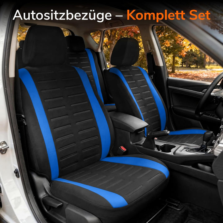 Upgrade4cars Autositzbezüge Set Universal Version 2026 Blau Schonbezüge Komplett Set Blau, Komplett