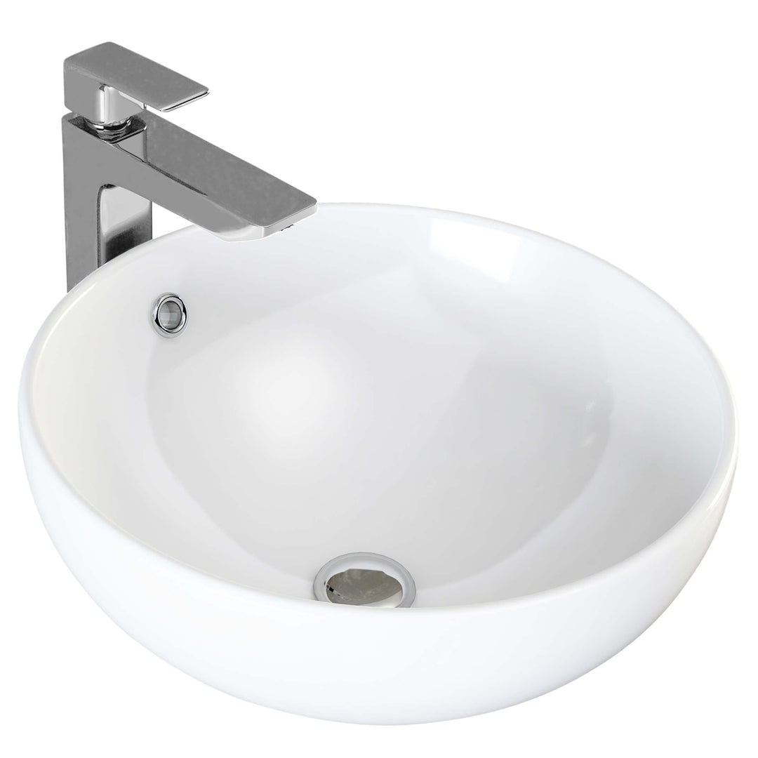 VILSTEIN Waschbecken, 44 cm, Keramik Aufsatz Waschschale, Weiss, Rund 44 x 44 x 17 cm, 44 x 44 x 17