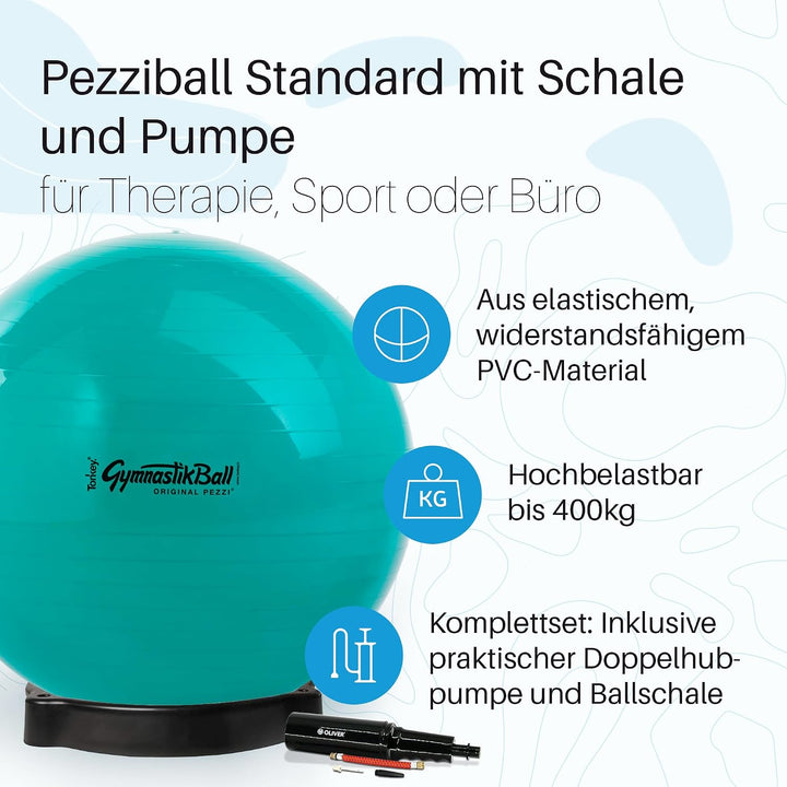 PEZZI Gymnastikball Standard mit Ballschale und Pumpe Apfelgrün Ø 75 cm, Apfelgrün Ø 75 cm