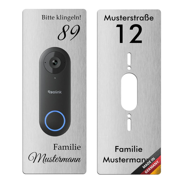 iSecur Edelstahl Blende personalisiert Premium - Passend für Reolink Videotürklingel - Edle Türstati