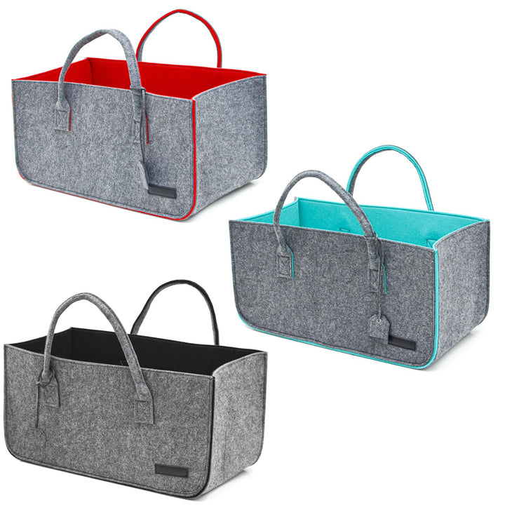 DuneDesign 3er Set: Schwerlast Shopping Bag Filz XXL - 50x25x25 Filztasche Gross - Kamintasche für H