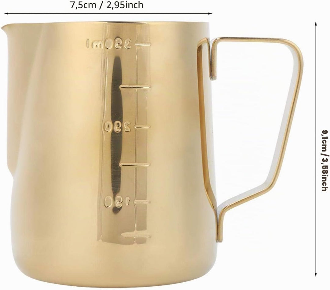 Milchkännchenbecher aus Edelstahl, Kaffee Latte Becher mit ergonomischer Griffwaage Der Milchkrug ha
