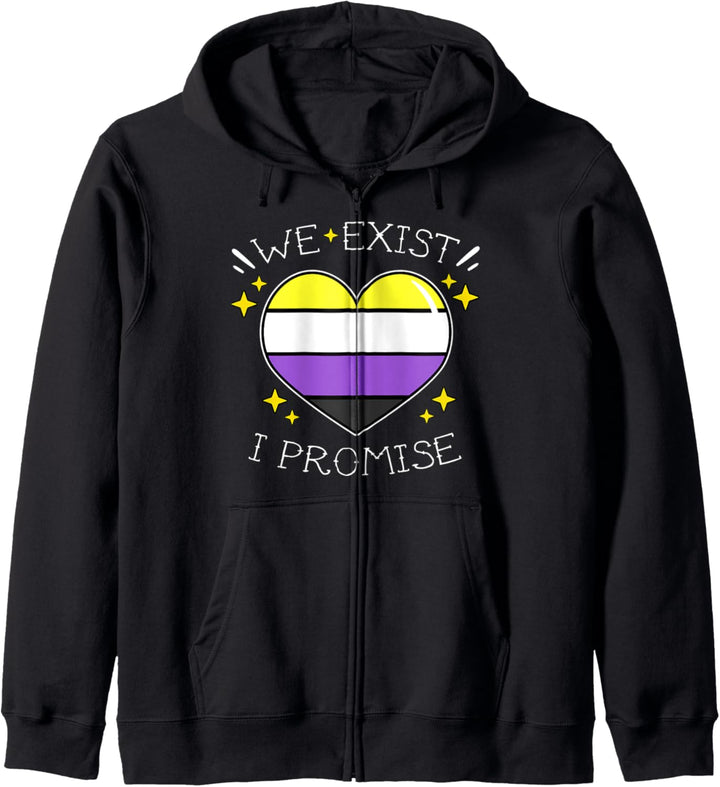 Non Binary Pride Gay Heart We Exist I Promise Gift Kapuzenjacke