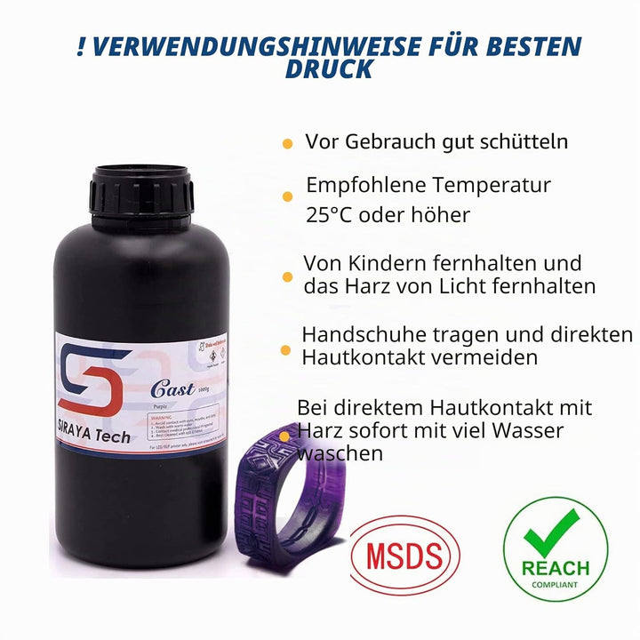 Siraya Tech Cast 3D-Druckerharz Giessbar LCD UV-härtendes Harz Einfach zu Drucken und Verwenden Hohe