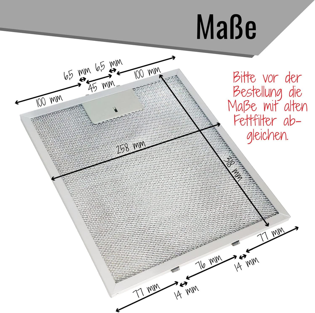 Metallfettfilter für Dunstabzugshauben, 318x258mm, Fettfilter mit Metallgitter für Küchenabzugshaube