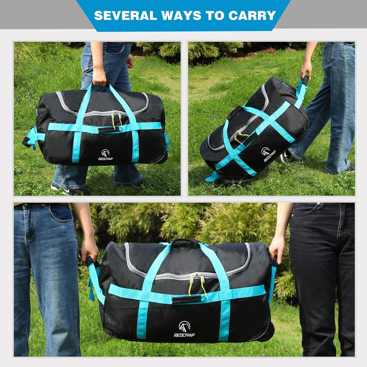 REDCAMP Reisetasche mit Rollen, 85 l, gross, faltbar, Reisetasche mit Rollen 85 L, Schwarz (Klein),