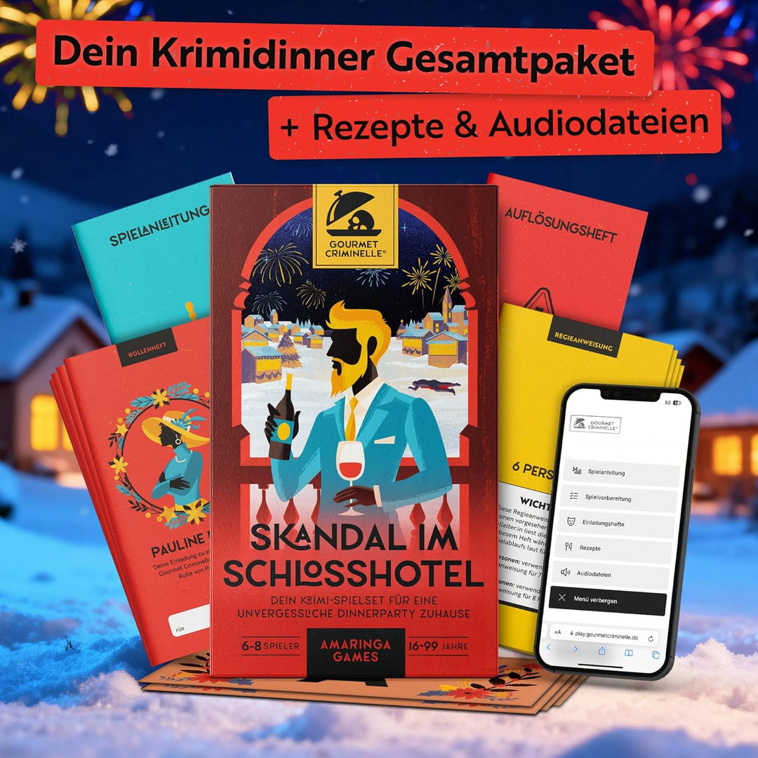 Gourmet Criminelle® Krimidinner für zuhause | 6 bis 8 Personen | Mysteriöser Mordfall für Deine Dinn