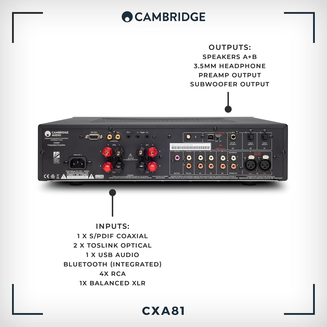 Cambridge Audio CXA81-80 Watt separater integrierter Stereo-Verstärker HiFi-System mit Bluetooth apt