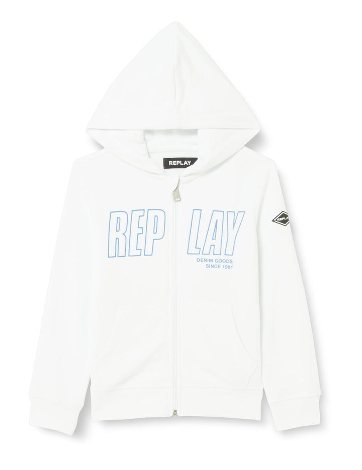 Replay Jungen Sweatjacke mit Kapuze, White 001