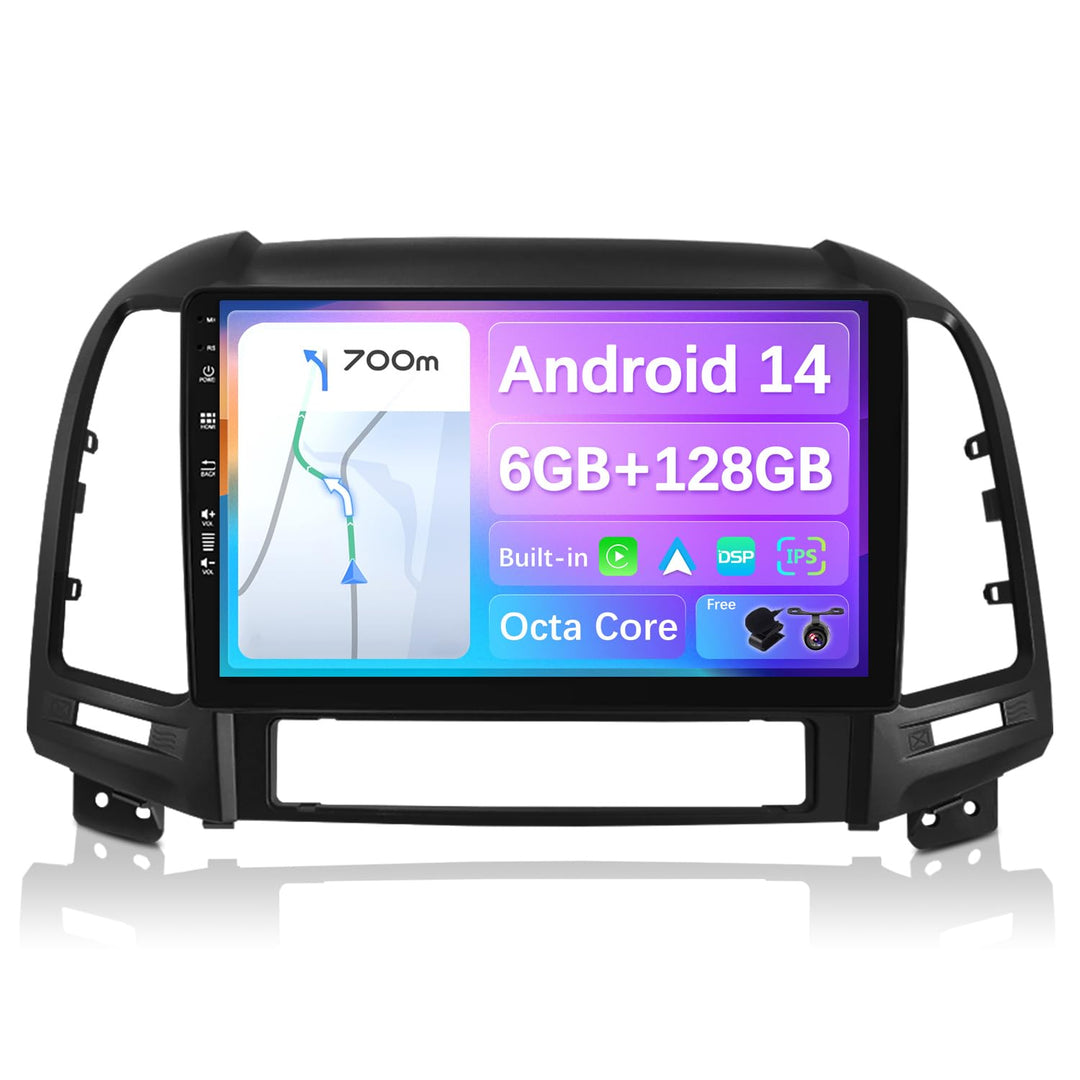 6G+128G - Android 15 Autoradio Passt für Hyundai Santa FE (2006-2012) - Kabellos Carplay/Android Aut