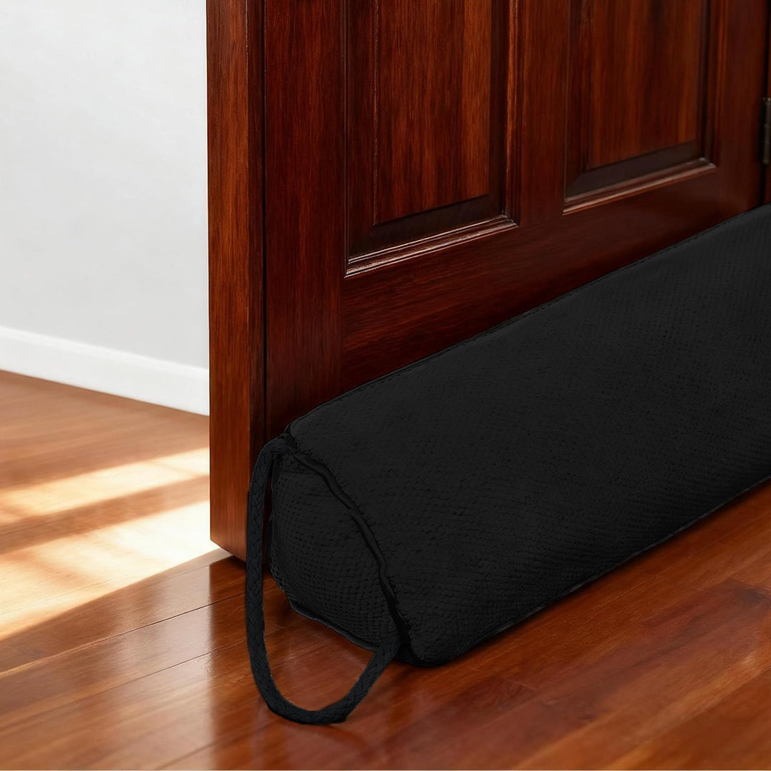 Zugluftstopper für Türen 92 cm Schwarz, Tür Windschutz und Tür Schallschutz aus Stoff, Waschbar und