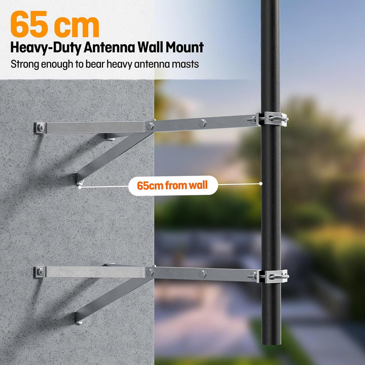 Windproof Stand Off Wall Mast Mount Bracket Satellite Dish Antenna Pole Mounts, Hot Dip Galvanised W