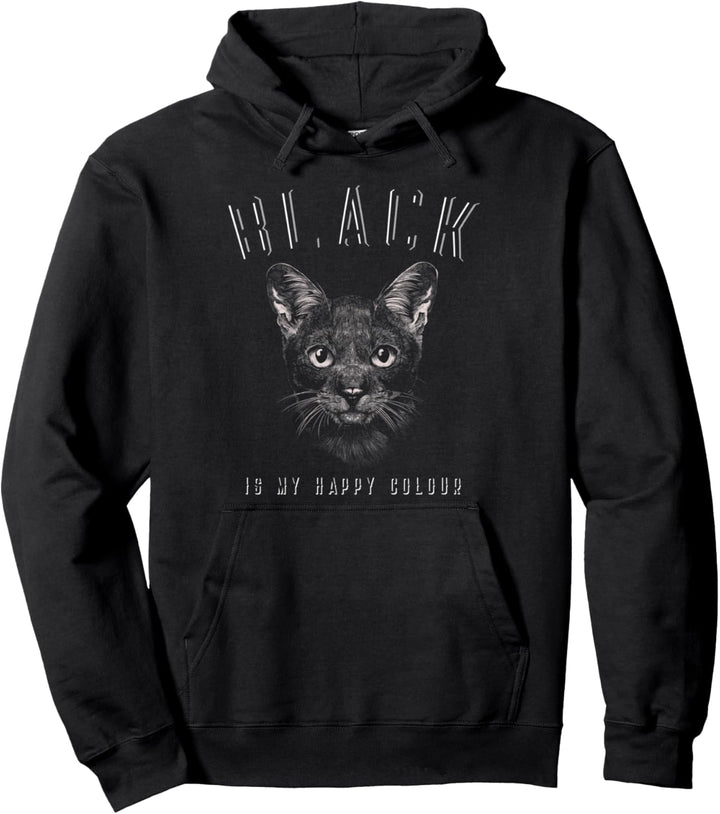 Goth Witchy Gothic Punk Cat Black Is My Happy Colour Pullover Hoodie