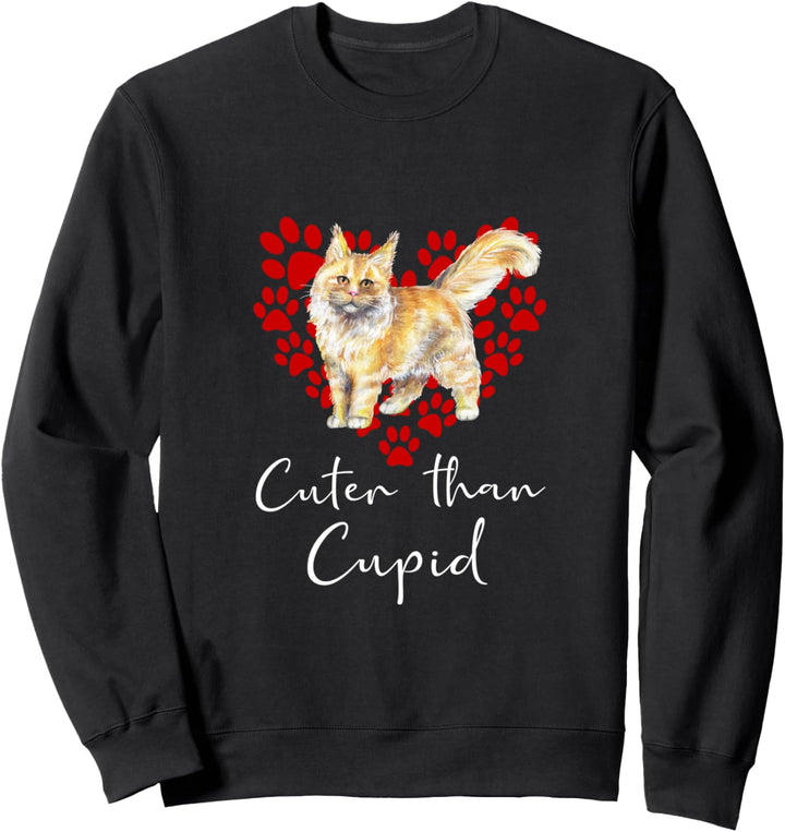 MAINE COON Cuter Than Cupid Katze Valentinstag Sweatshirt