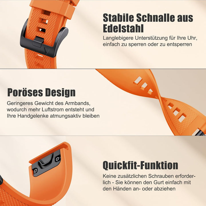 Quickfit 22mm für Garmin Fenix 5/5 Plus/6/6 Pro/7/7Pro, Quickfit Armband 22mm für Garmin Epix 2, Ins