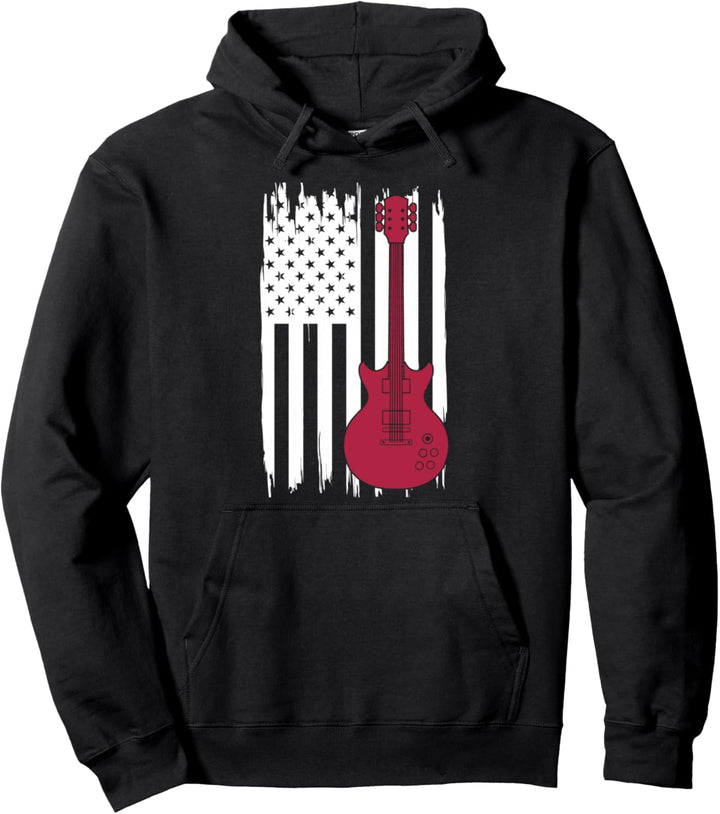 Gitarrist Gitarrenspieler Musik Amerika Flagge Gitarre Pullover Hoodie