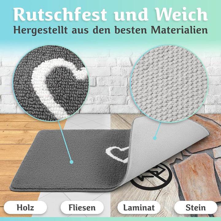 Bodenständig Fussmatte innen [waschmaschinenfest] in Perfekter Grösse für die Haustür. Fussmatte gra