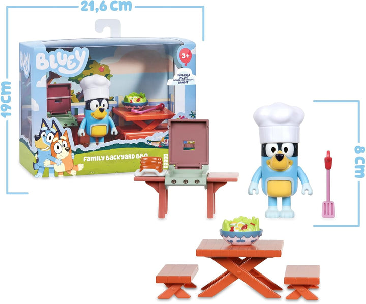 Giochi Preziosi - Bluey-Grillfigur mit Tisch und Bänken für PIC Nick Grill Küche und Hut Koch Als Zu