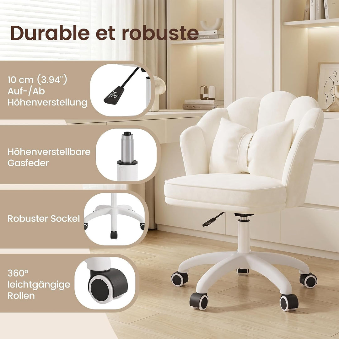Hawthyhome Schminktisch Stuhl mit Samtbezug &amp; Kopfkissen, Beige Abgerundet Beige, Abgerundet Beige