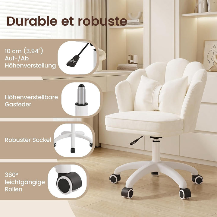 Hawthyhome Schminktisch Stuhl mit Samtbezug &amp; Kopfkissen, Beige Abgerundet Beige, Abgerundet Beige
