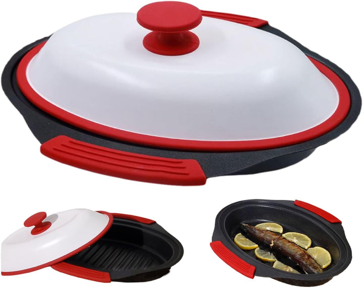Grillpfanne mit Deckel | Mikrowellen-Grillpfanne, Mikrowellen-Speckkocher mit Abdeckung, Crisper und