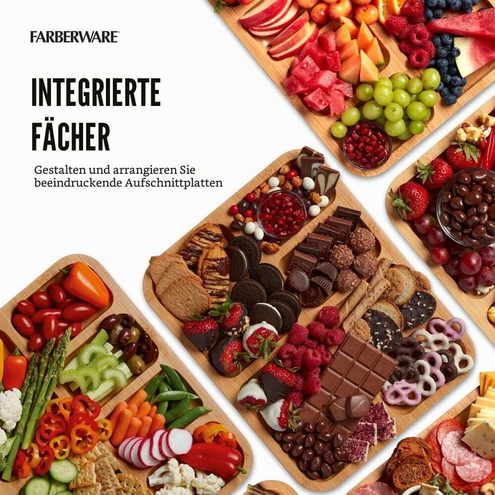 Farberware Build-a-Board Schneidebrett mit Fächern und transparentem Verschlussdeckel, für Aufschnit