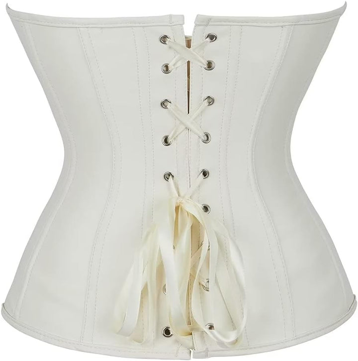 Josamogre Leder Korsett Top Damen Corsage Reissverschluss Sexy XL Beige, XL Beige