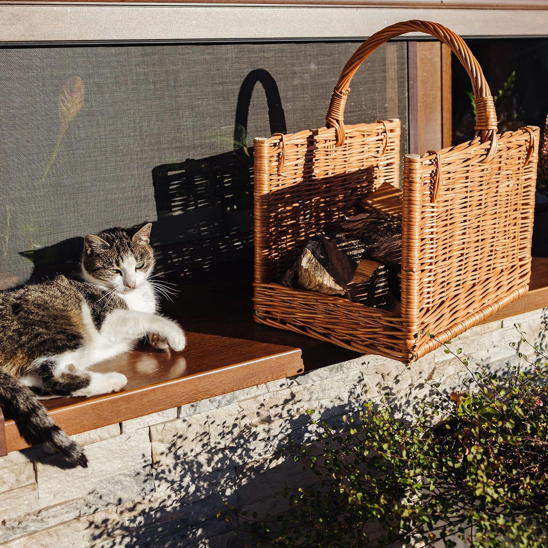 Creative Home Gross Kaminkorb Holzkorb Kaminholzkorb Rattan | 45 x 30 x 47 cm | Aufbewahrung Rechtec