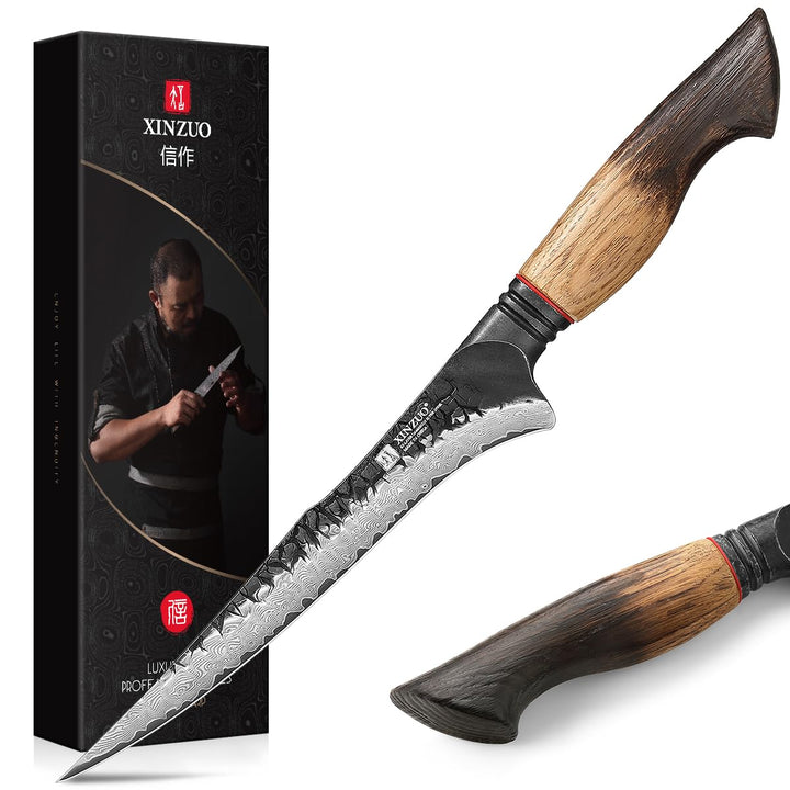 XINZUO 19cm Damaststahl Filetiermesser -67 Schichten Damastmesser Fischmesser Profi Kochmesser -Dama