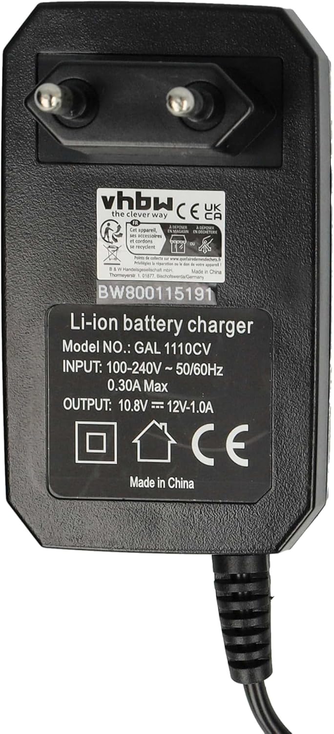 vhbw Ladegerät kompatibel mit Bosch GSR 10.8 V-Li, GSR 10.8 V-LiQ, GUS 10.8 V-LI, GWB 10.8-LI, GWB 1