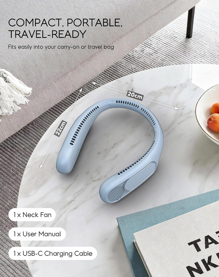 anysun Nackenventilator, USB Ventilator mit 66 Luftauslässe, 360° Luftstrom, 4 Stufen, 6000mAh USB W