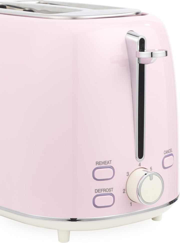 Salter Retro 2-Scheiben-Toaster, Pink, 7 Bräunungsstufen, 930 W