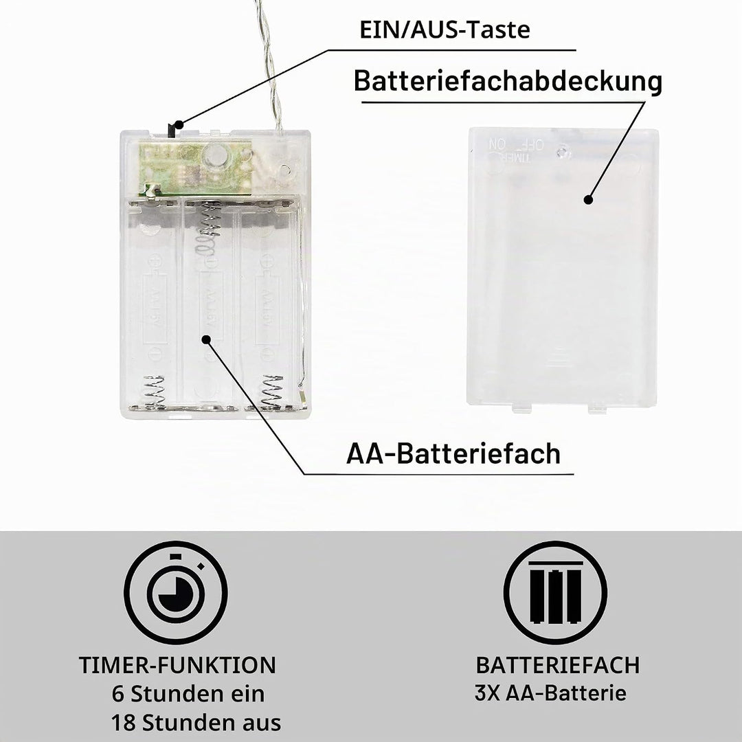 CozyHome Foto Lichterkette Fotoclips - 30 LED mit Klammern &amp; 5m Timer Batterie I Fotolichterketten F