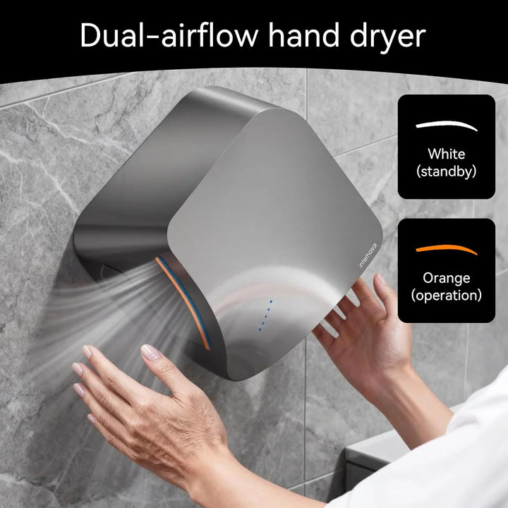 interhasa! Händetrockner automatischer Infrarotsensor handtrockner leise Gewerbe und Haushalt 1400W（