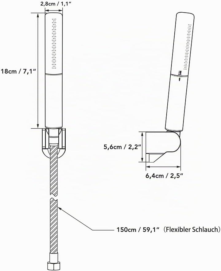 BESy Handbrause mit Schlauchhalterung, 2 Strahlarten Hochdruck Handbrause