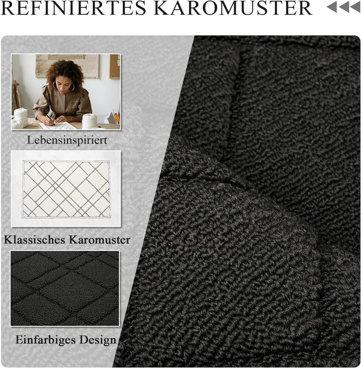 Biscpro Schmutzfangmatte Innen,rutschfest Eingang Fussmatte,80x120cm,Schwarz Schwarz Rechteckig 80 x