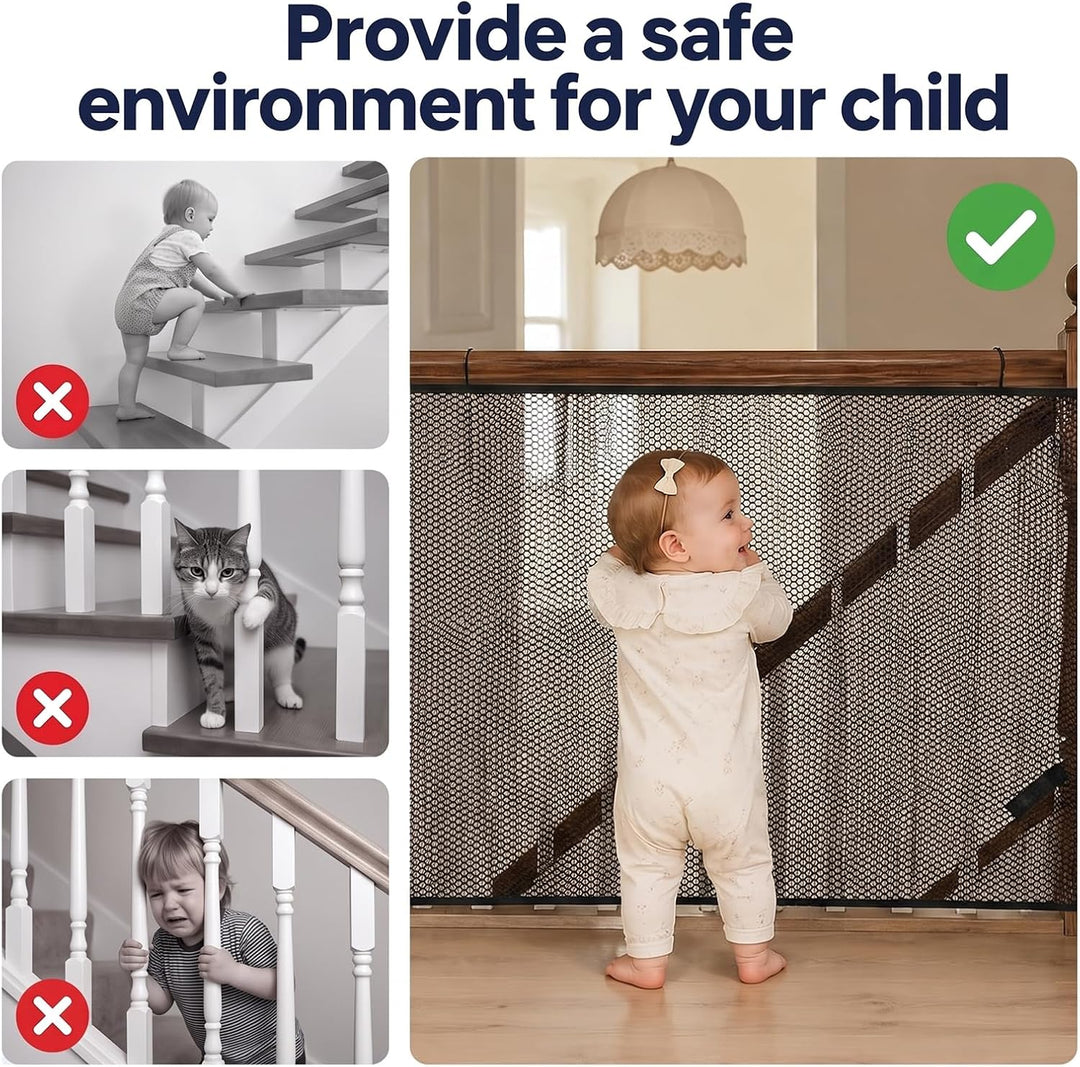 Kinder Sicherheitsnetz, Geländerschutz Baby, Treppenschutz Kinder Haustiere Schwarz 600x90cm, Schwar