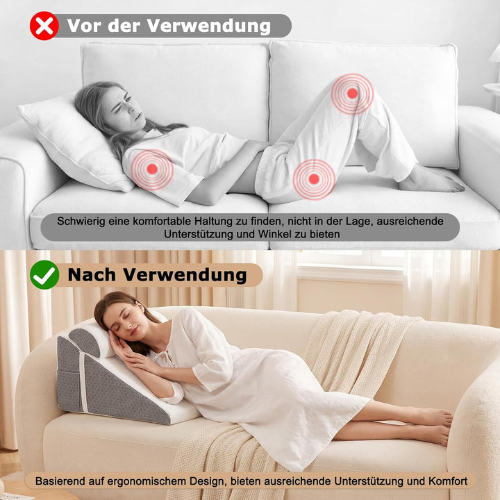Keilkissen für Bett und Sofa, Schaum Reflux Kissen, Orthopädisches Schlafapnoe Kissen, Dreieckiges K