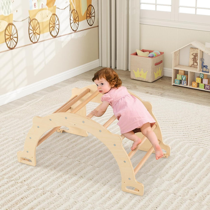 DREAMADE Montessori Kletterbogen, Bogenwippe mit abnehmbarem &amp; faltbarem Aufbewahrungsbehälter, Klet