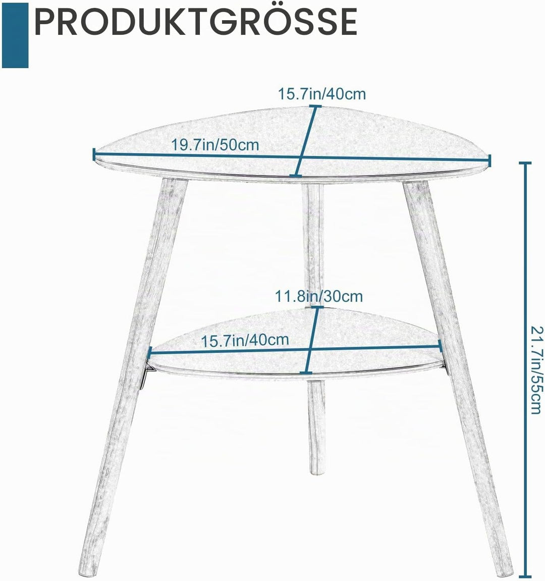 EUGAD Beistelltisch, Couchtisch, Kaffeetisch, Wohnzimmertisch, Sofatisch, Nachttisch, mit 2 Ablagen,