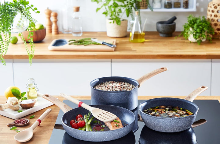 Tefal Natural Force G2669282 Kochtopf 24 cm + Pfannen 20/24 cm + Pfannenwender, Induktion, Antihaftb