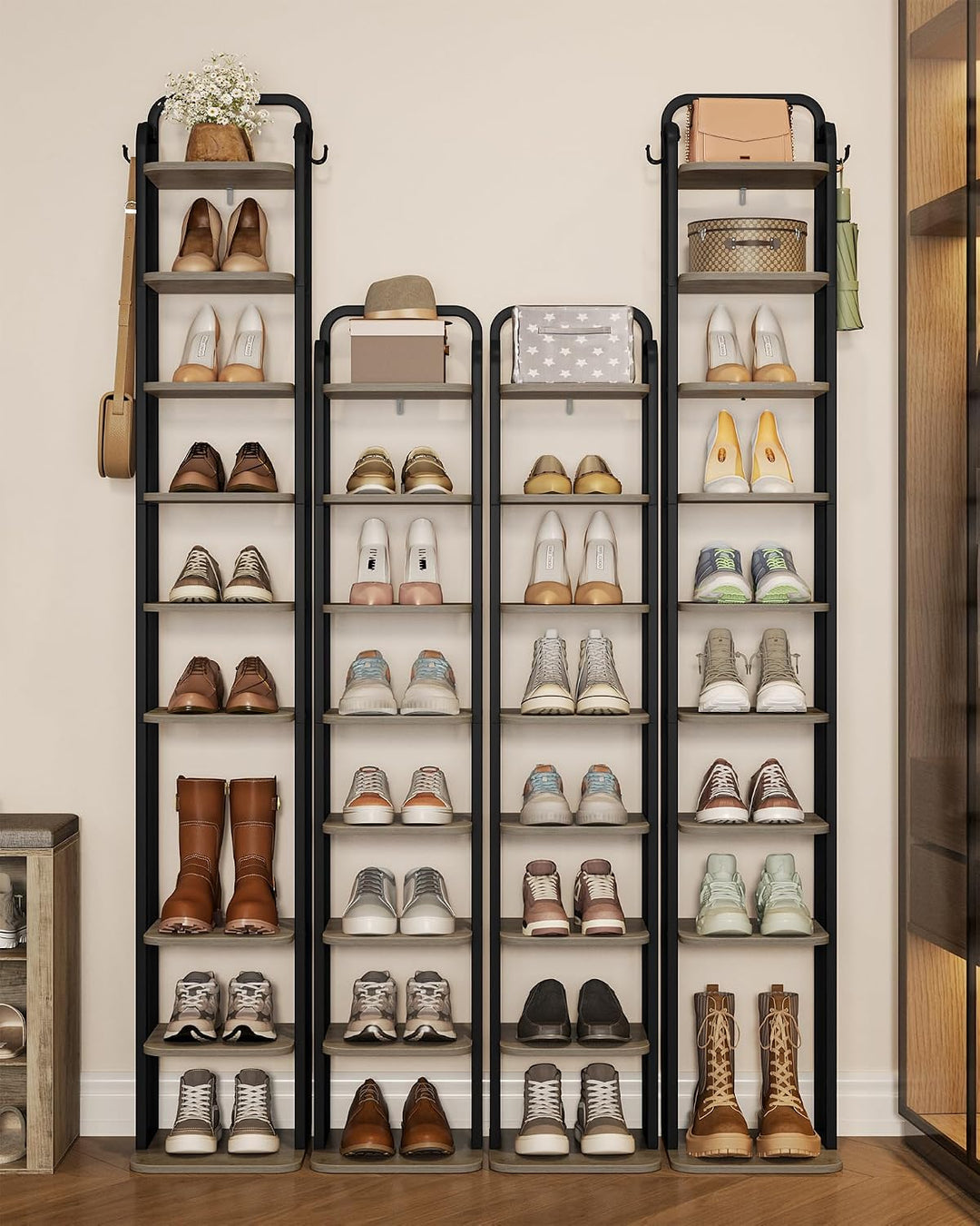 Hzuaneri Vertikales Schuhregal, 10-Stöckige Schuhregale, Schuhturm für Kleine Räume, Freistehend, Ve