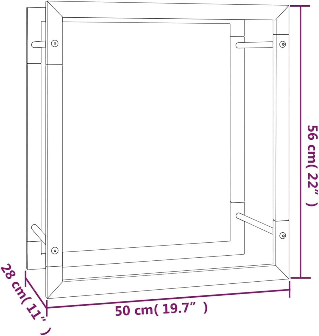 Homgoday Kaminholzregal Mattschwarz 50x28x56 cm Stahl - Feuerholzlagerung für Winterwärme Model35030