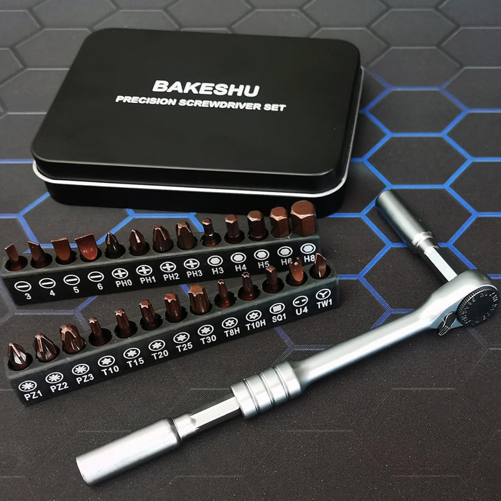 Mini-Ratschenschraubendreher,Winkel Schraubendreher,Schrauberbit und Ratschen-Set(Phillips, Schlitz,